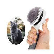 개를 위한 자가 청소 슬리커 브러쉬 고양이 그루밍 도구 느슨한 속털과 매트를 부드럽게 제거하는 애완 동물 마사지용 얽힌 헤어 브러쉬(회색)