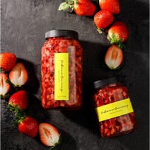 [초코써니 딸기청] 홈카페 딸기 라떼 우유 요거트 과일 수제청 과일청 1kg 500g 답례품 차 선물 세트 대용량 납품, ●500g코코딸기청선물포장