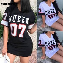 고급 수입 여름 캐주얼 넥 원피스 코튼 v 반팔 한 바디콘 루즈핏 린넨 XUANSHOW 신제품 문자 2023 여성