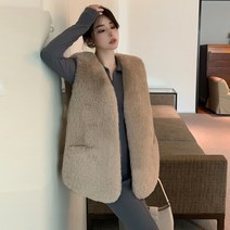수입 밍크 조끼 퍼 베스트 자켓 명품 모피조끼 폭스 토끼 털조끼 인조 밍크조끼 토 모피와 모피 여성 중간 길이 2022 겨울 여우 모피 밍크 코트