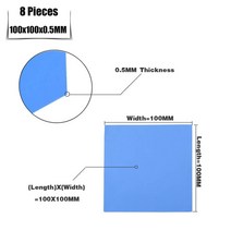 8 개 100x100x0.5mm 1mm 1.5mm 2mm 2.5mm 3mm 4mm 5mm 청색 흰색 녹색 조합 열 패드 냉각 전도성 실리콘, 8PCS 0.5MM_PINK