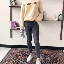 빅걸스토리 여성용 2027 흑청 밴딩 워싱 편한 스판 데일리 청바지