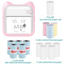 스마트폰사진인화 포토프린터 mini pocket photo printer 휴대용 열전사, 핑크 세트 6