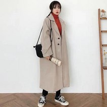여성 긴 트렌치 코트 패션 한국 겨울 luxusy 블랙 윈드 캐주얼 울 코트 자켓 가을 옷 여성 코트