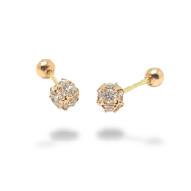 샤이어골드 14K 금테 화이트 볼 큐빅 피어싱 / 침 포함 전체 14K 정품