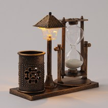 장식용 가로등 불빛 조명 등 모래시계 펜 꽂이 보관통