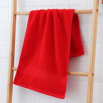 DFMEI.면 수건. 타월.Towel--대나무 선물세트 32피스 무지 와이드 단조타월 샤워타월 3종세트 선물세트, 레인보우 레드, 74*34