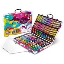 Crayola 아트 케이스 컬러링 세트 140개 핑크 미술 용품 키트, Masterworks Art Case