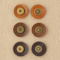 퀼팅맘 천연가죽 자석 똑딱이 스냅 단추 자석단추 (국내생산), [앤틱/원형30mm]다크브라운(Vegetable)