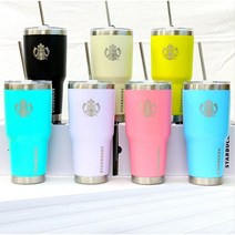 스마트잡동사니 스타벅스 대용량 더블링 텀블러(스테인레스 빨대2개 + 빨대세척솔) 900ML, 스타벅스더블링 핑크
