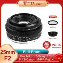 Sony E-Nikon Z 렌즈 용 25mm F2 APS-C 프레임 수동 초점 Canon M R M43 Fuji X Leica Sigma L 마운트, L-마운트