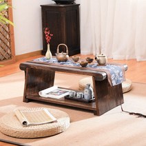 다과상 손님상 전통 찻상 호족반 원목 개다리 소반 미니 밥상 접이식 좌상 전통, 구멍 50x30x20