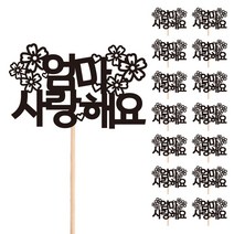 비비드레인 꽃다발 화분 떡 케이크 장식 데코 메세지픽, 86-엄마사랑해요(15개)
