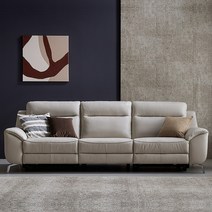 한샘 MVME 프라임 리츠 천연가죽 리클라이너 소파 4인, 미드 그레이(B)