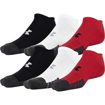 Under Armour 성인용 성 테크 노쇼 양말 여러 켤레 블랙, Large, Red Assorted (6-pairs)