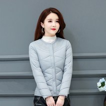 가을 겨울 여성 슬림 노카라 누빔 덕다운 숏 경량 패딩
