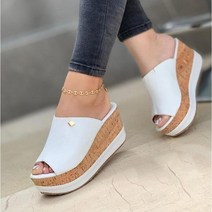 키높이 캔버스 통굽 뮬 슬리퍼 운동화 여름 관음증 발가락 웨지 힐 플랫폼 캐주얼 야외 비치 패션 슬라이드 블로퍼