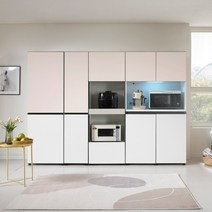 데코라인 피코 주방수납장 핑크 풀세트