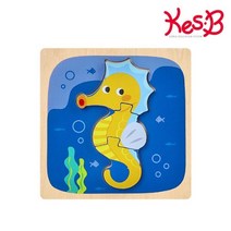 바다동물 해마 밑그림 맞추기 원목퍼즐 두돌선물 유아방문수업