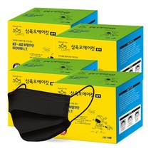 삼육오에어컷 식약처허가 국내생산 KF-AD 비말차단 어린이마스크 소형 블랙 50매, 4팩