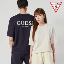 게스 유니 등판 로고 세미오버핏 반팔티 NN2K0572