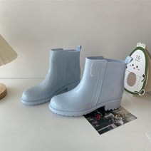 여성 레인 부츠 첼시 슬립 온 짧 튜브 야외 발목 정원 류