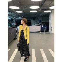 블랙도트 웨이브 포인트 서스펜더 스커트 디자인 롱 원피스