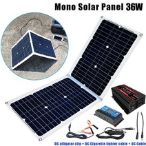 태양광패널 접이식 400w 600w 12V ~ 광 시스템 전원 인버터 세트 4000W LCD 디스플레이 + 36W/18V 패널 30A, 02 12V to 220V
