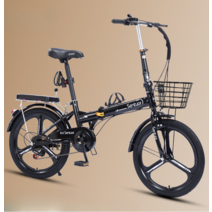 접이식 초경량 자전거 소형 휴대용 성인 학생 남녀공용 출퇴근, 22인치, 단속 5휠 블랙