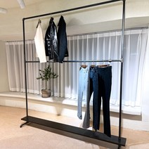 셀릭홈 파이프 행거 매장 인테리어 옷가게 행거 스탠드 옷걸이 드레스룸 행거 DIY, 2단 확장 선반형, 네츄럴