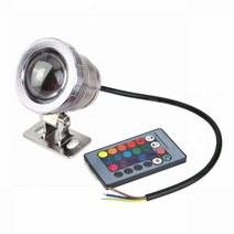 10W 방수 RGB LED 수중 빛 잠수정 정원 연못 분수 24 키 원격제어 램프 수영장 수족관, 실버, 15W AC DC 12V