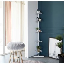 DIYSTORY 코너장 코너선반 화이트, 코너장식장 화이트