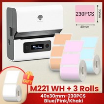 스티커프린터 네임 라벨기 Phomemo-3 인치 대형 라벨 메이커 M221 블루투스 감열 바코드 프린터 소기업용 가정용 주소126392, WH-3 Colorful 40x30