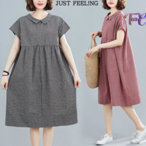 탕크 여름 50대 중년여성의류 여성용 마담 미시옷 미디 체크 원피스 빅사이즈