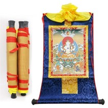 탱화 티벳 천주 석가모니 경면주사 thangka 표구사 탱화 불화 달마도 참선 불교미술 도매 불교 용품 - 120cm 대형 불교 예술 실크 padmasambhava 부처 5, 65x48cm, 02