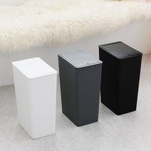 슬리머 무지 사각 원터치 종량제 휴지통 화장실 쓰레기통 10리터, 화이트