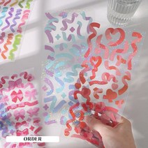 리본 스티커 홀로그램 다꾸 다이어리꾸미기 스티커 10종, 9. 색종이 POP (ST-645)