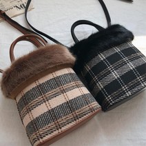 체크 무늬 미니 토트백 피로연 가방 데일리백 잇백
