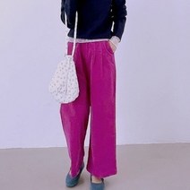 [워니쇼룸]쨍한컬러와이드팬츠 일자핏 봄바지 데일리룩 밴딩팬츠 통바지 명품바지 미시코디 편한팬츠