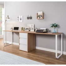 아이방 학생 공부방 더블 2인용 서랍장 와이드 책상 2400 디자인 감성 트윈, 화이트