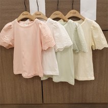 치크 NC05 아일렛 레이스 소매티셔츠 CKRA2233G