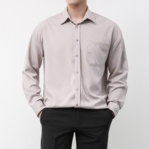 오버나인 남자 리얼무지 포켓 구김제로 긴팔 셔츠