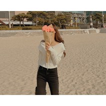 [리리앤코] 모앤느 골지 세미크롭 빅카라 투웨이 오프숄더 집업