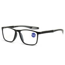 핸드프레스 가중공예 고정 철형 패션 TR90 실리콘 프레임 독서 안경 남성 노인 노안 스포츠 초경량 안티 블, 01 black_06 +350