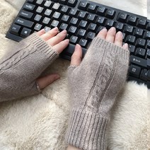 가을 겨울 여성 따뜻한 핸드워머 밍크 브레이드 니트 반장갑