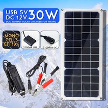 태양열패널 태양광패널 30w 태양 전지 패널 12v 다결정 usb 전원 휴대용 야외 사이클 캠핑 하이킹 여행 태양 전지 전화 충전기, 1개