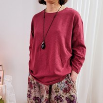 붙지않는 품이넉넉한 루즈핏 봄 간절기 미시 기본 빈티지 슬라브 면 8부소매 티 이플