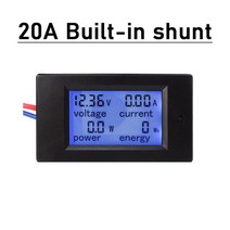 DYKB 4IN1 배터리 모니터 DC 65100V 20A 50A 100A 디지털 전류계 전압계 전력 에너지 미터 12V 24V 36V 48V, 01 20A Builtin shunt