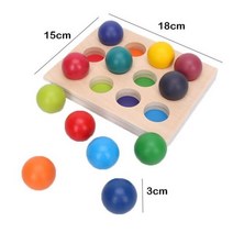 나무 무지개 블록 몬테소리 장난감 나무 블록 페그 인형 브리지 레인보우 스톤 아기 장난, Wooden Ball C