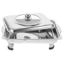 chafing 뷔페 pandish set server steel 스테인레스 냄비 금속 접시 워머 트레이 chafing 퐁듀 플레이트 스토브 홀더 뷔페, 은, 33.5x27.5cm